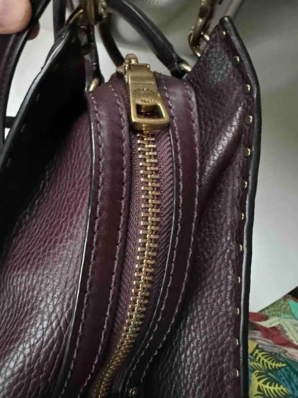 COACH Rogue 30/31 1941 Oxblood Brass Border Rivets TeaRose Leather bag RARE